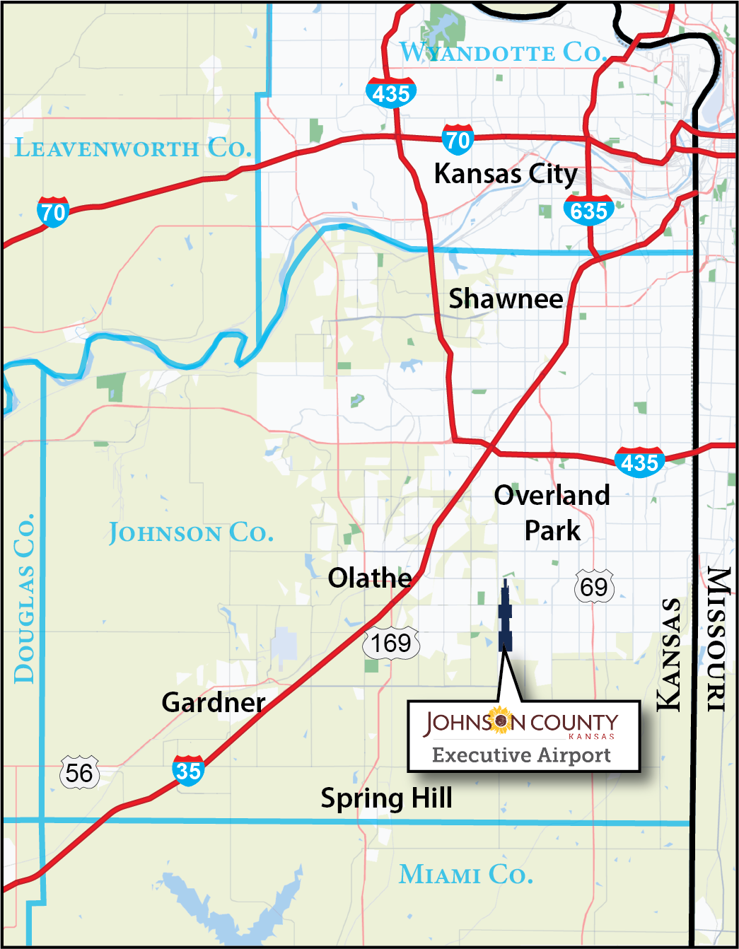 Location of Airport in Johnson County